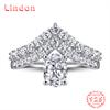 Lindon Classic 925 Sterling Silver  Zircon Ring Ladies Jewelry Wedding Promise Party Gift