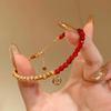 Elegant Chinese Zodiac Year Bracelet for Women Simulated Red Agate Cat Eye Bracelet Fashion Retro Lucky Charm