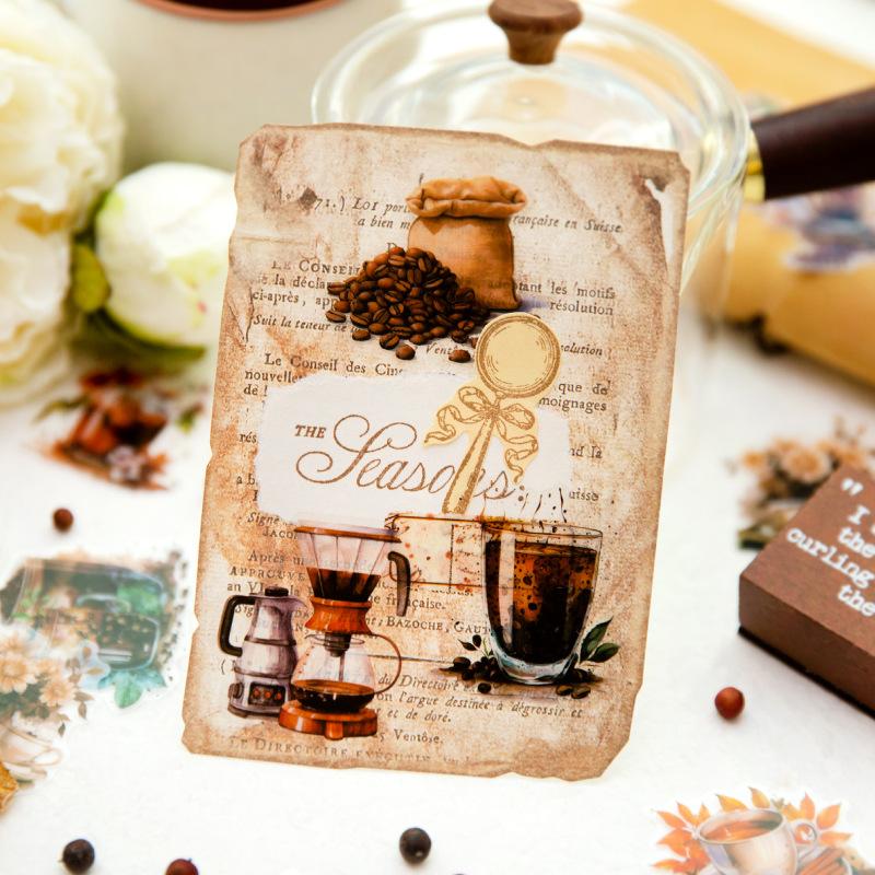 30 pcs Vintage gourmet coffee theme Sticker pack hand tent diy decorative stickers DIY Scrapbooking material