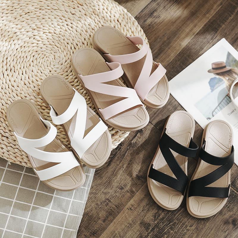 Ladies New Cotton Slippers Beach Shoes Fashion Outer Wear Casual All-match Student Sandals and Slippers Slippers