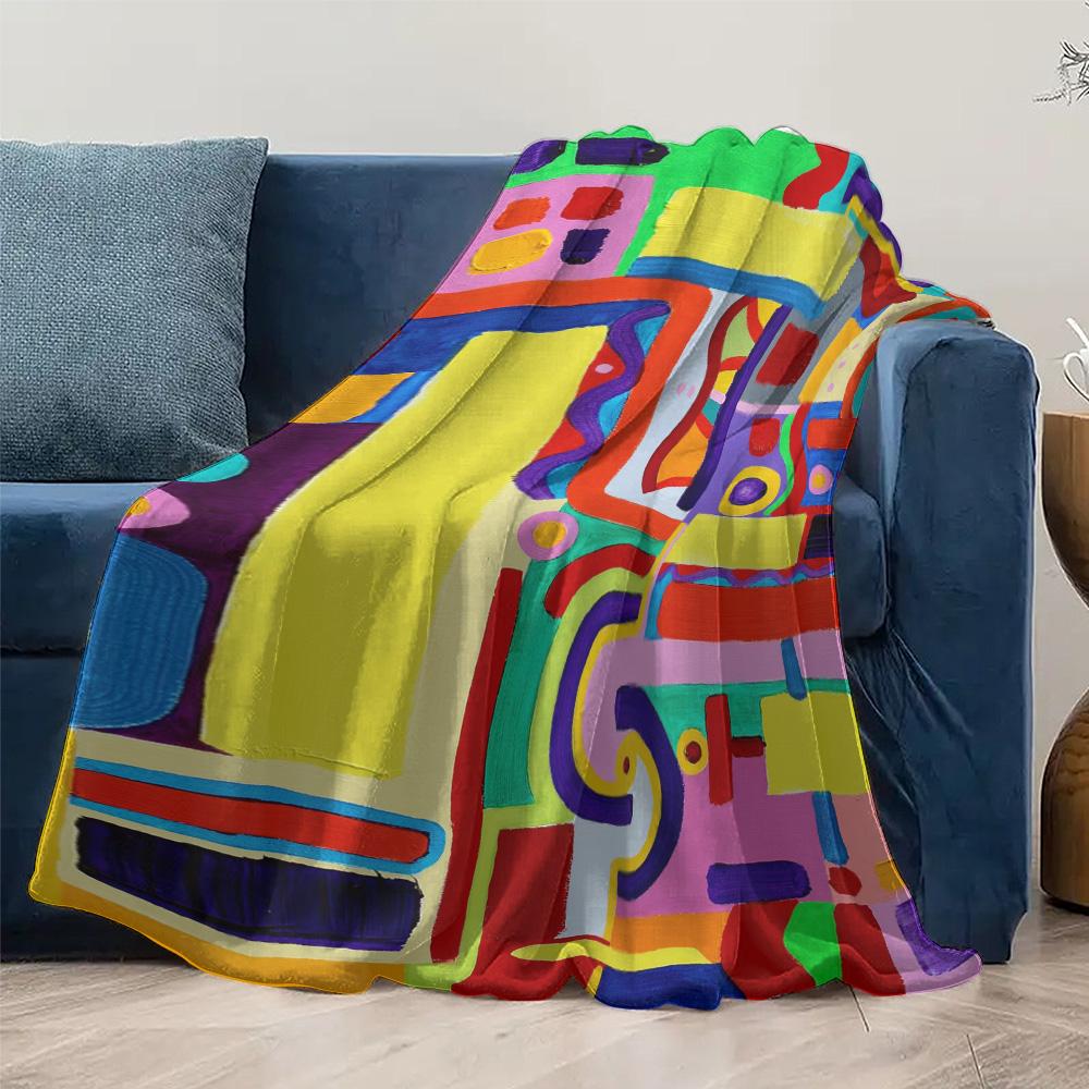 Colorful Abstract Geometric Sofa Throw Blanket Bedspread Decorative Cushion Cover for Home Living Room Bedroom
