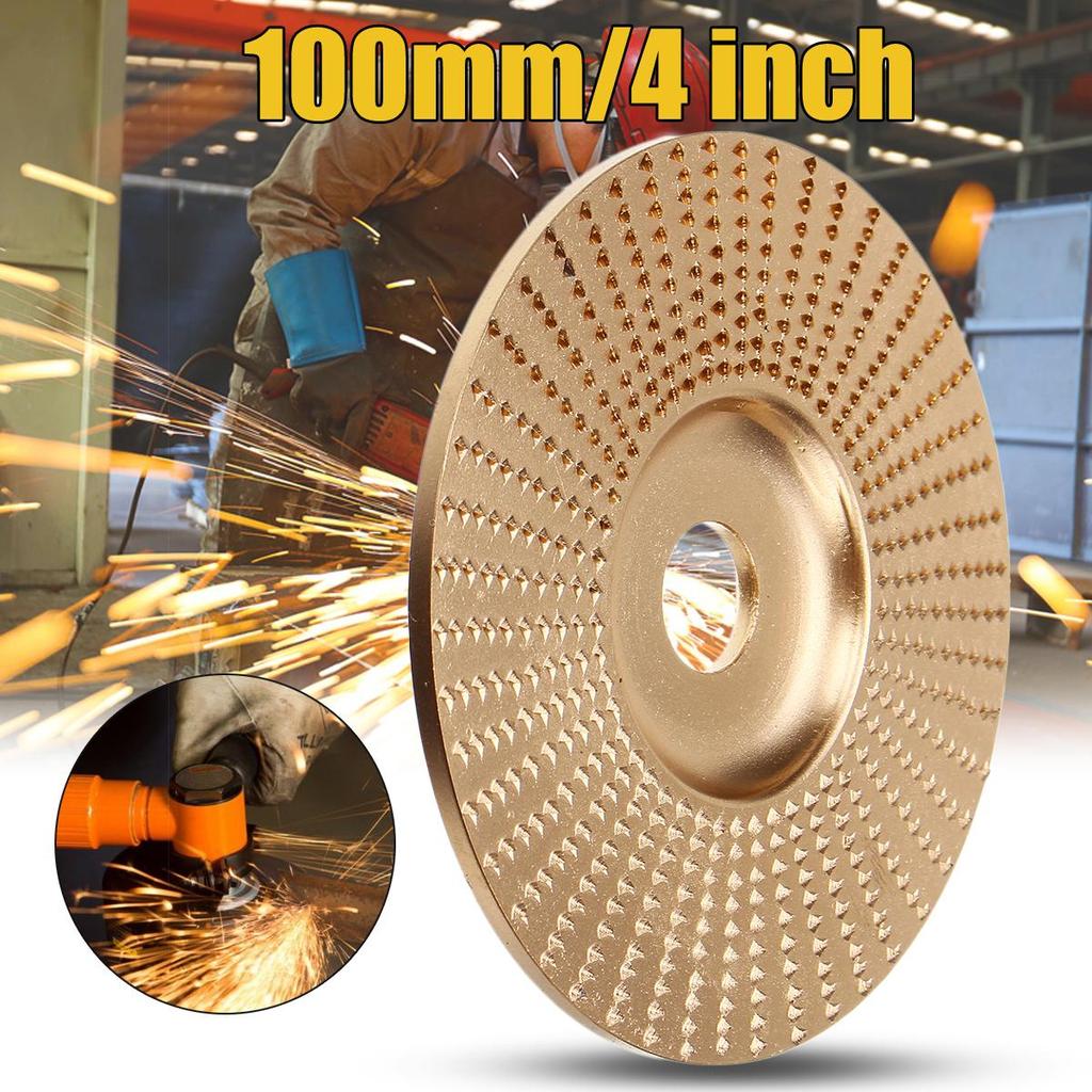 3pcs Wood Carving Disc Set, 3.9inch Grinding Wheel For Grinding And Shaping, Golden Wood Shaping Disc Grinder Wheel Grinding Disk Attachments