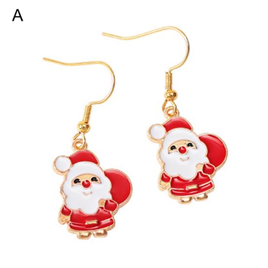 1 пара висячих серег Рождественская елка Снеговик капает масло Серьги Санта-Клауса ювелирный аксессуар