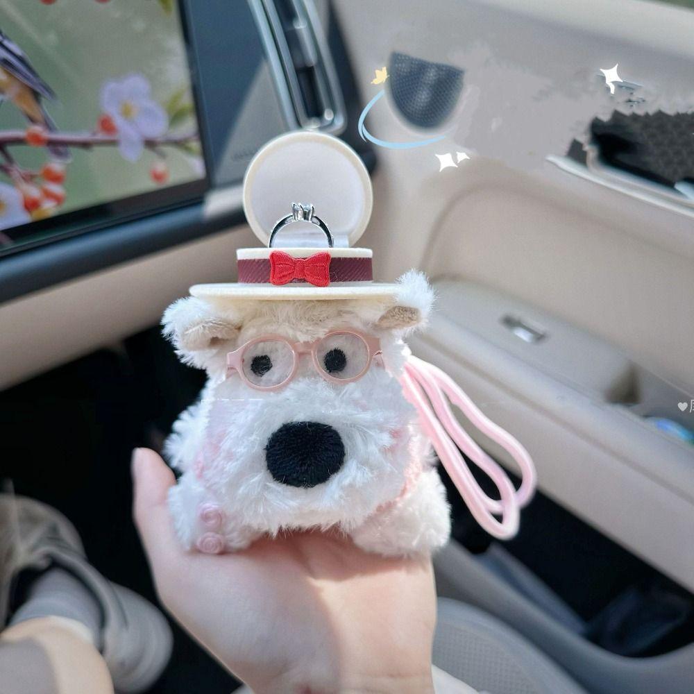 Plush Plush Puppy Doll Ring Box Display Couple Rings Holder Engagement Ring Box Jewelry Organizer