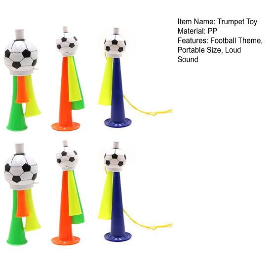 6Pcs Football Trumpet Toy Loud Sound Soccer Horn Plastic Stadium Horn Noise Maker Cheering Toy School Sporting Events Party Favors
