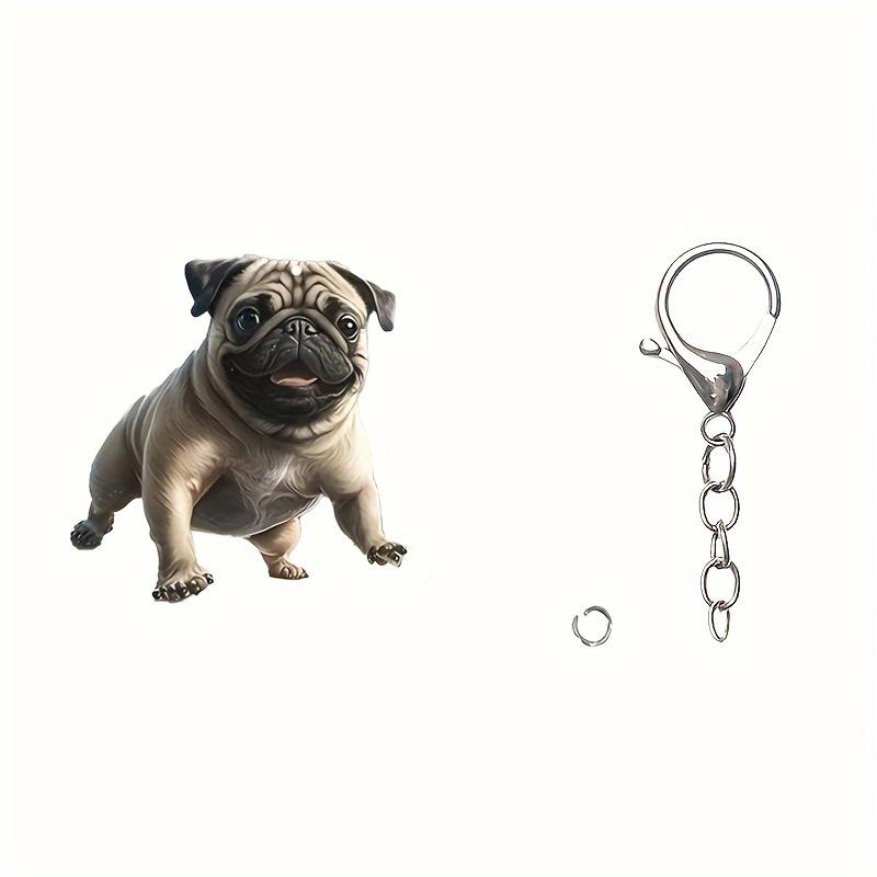 Новый акриловый плоский 2D брелок в виде мопса рождественский подарок акриловое украшение на рюкзак креативная подвеска на рождественскую елку