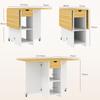 Folding Dining Table for 2-4 People with 2 Drop Leaves, Drawer and Shelves, Oak
