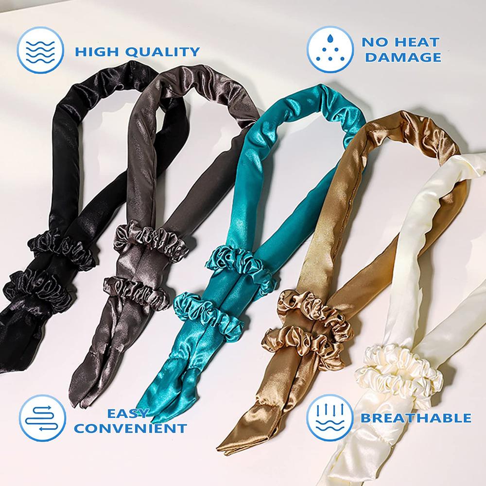 Спортивные мягкие бигуди для волос без нагрева, локоны, повязка на голову, ленивые щипцы для завивки во сне, женские волнообразные бигуди из шелка и сатина без нагрева, волшебные бигуди для волос