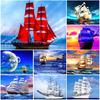 5D DIY Diamond Painting Ship Landscape Kit Full Drill Square Embroidery Mosaic Art Picture of Rhinestones Home Decoration Gift