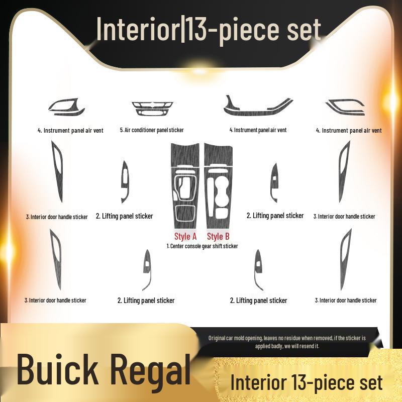 Black Warrior Brushed Car Sticker for Buick Regal 17-21: Interior Modification Central Control Decoration