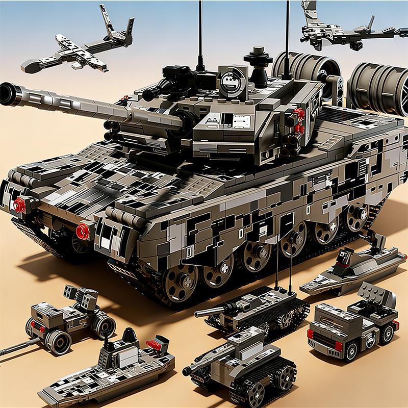 40cm Military Building Blocks 8in1 Tank Armored Vehicle Truck Combat Vehicle Tank Model DIY Kids Toy Christmas Holiday Gift