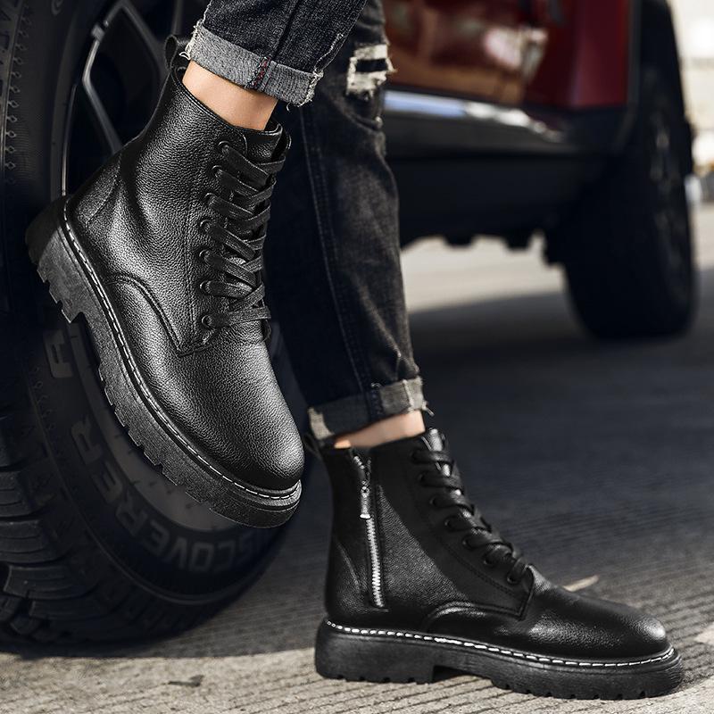 Модные мужские зимние кроссовки повседневные Bota Coturnos Masculino мотоциклетные ботинки мужские теплые водонепроницаемые ботинки туфли на платформе Boots54