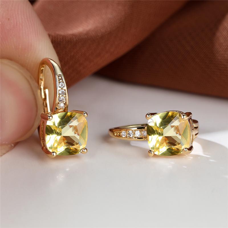 Серьги-кольца Mystic Rainbow Princess с огранкой камня для женщин, винтажные серьги золотого цвета для вечеринки и свадьбы