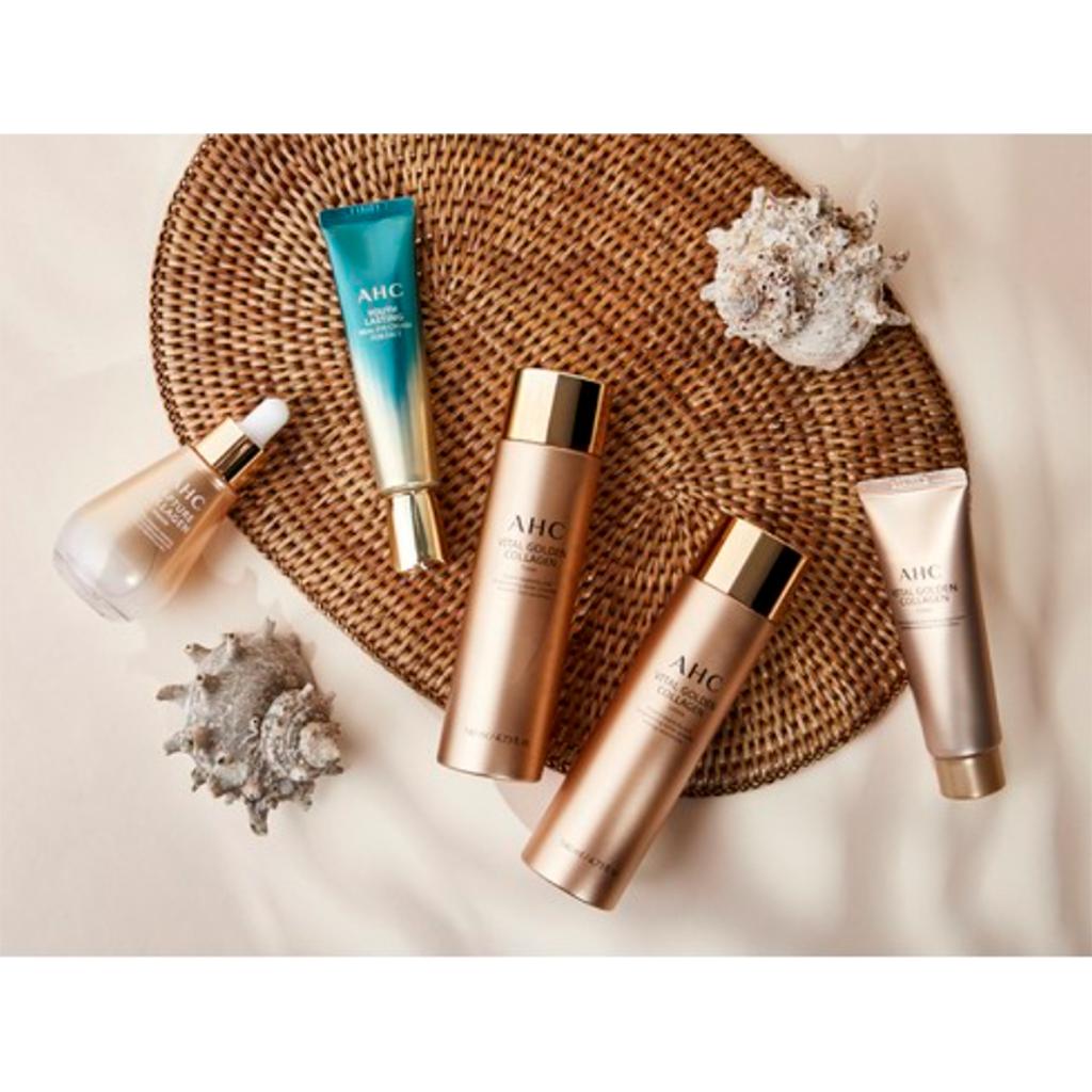 Специальный набор для ухода за кожей AHC Vital Golden Collagen: Тоник  140мл, лосьон 140мл, крем 50г,  ампульный уход 50мл, крем для глаз 30мл)