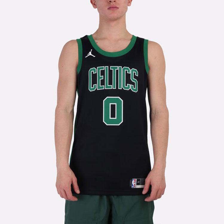 Jordan Баскетбольная майка NBA Celtics Tatum No. 0 Мужские топы Fan Edition Black Green CV9470-011