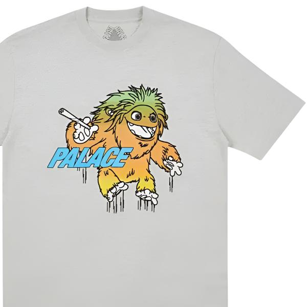 Palace Футболка FW21 Large Up, серая меланжевая, с мультяшным принтом, с круглым вырезом, коротким рукавом, унисекс, футболка PAL-FW21-391