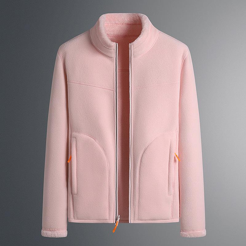 Double-sided Wear Comfortable Polar Fleece Plus Fleece Hoodie Men's Winter Coral Fleece Coat Middle-aged Men and Women Couples Winter Wear