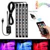 Декоративная лампа, светодиодная лента. Автомобильный стиль, 4x9 светодиодов RGB, декоративная лента для салона автомобиля, зарядное устройство USB, лампа для декора