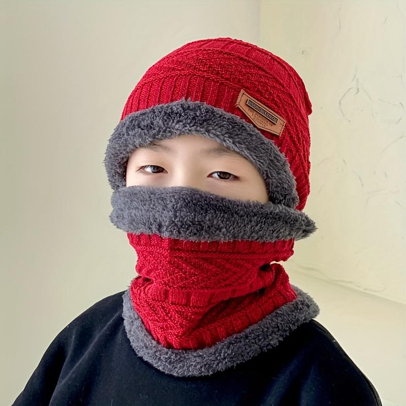 Комплект из 2 предметов, детская шерстяная шапка и шарф, модная зимняя утолщенная теплая шапка для родителей и детей для мальчиков и девочек, осень/зима