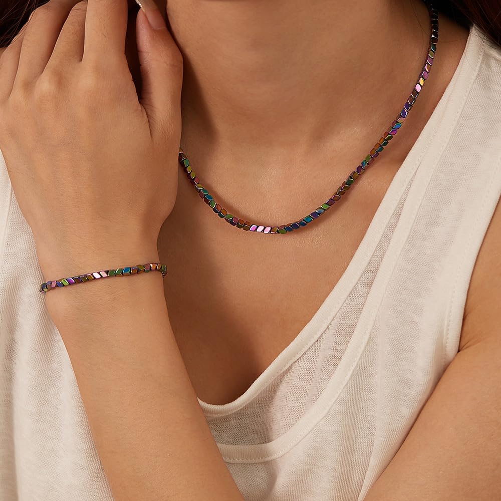 Ожерелье Красочные Гематитовые Бусины Простой Стильный Регулируемый Подарок для Женщин [Deelfel] Женский