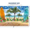 Allenjoy Summer Beach Ocean Photography Backdrops Blue Sky Seaside Surfboard Tropical Palm Trees Luau Kids Girl 1st Birthday Party Decor Banner Baby