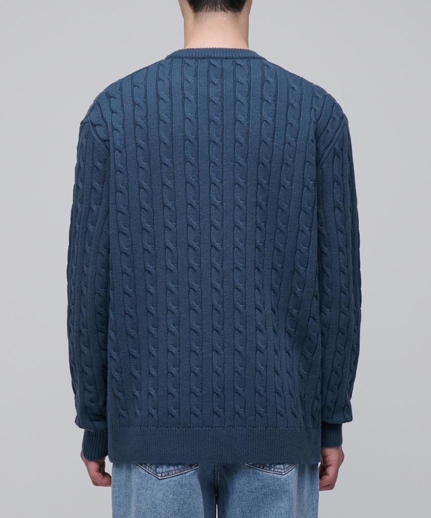 MUSINSA STANDARD Cable Crew Neck Knit [Midnight Blue]