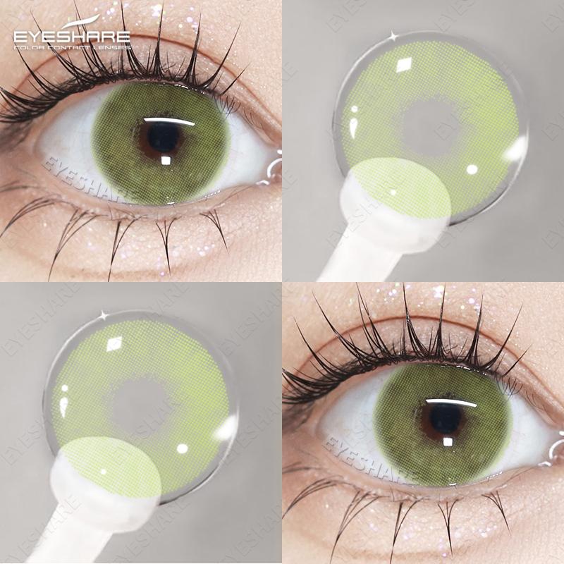 Eyeshare 1 Pair Green Contact Lenses for Eyes Beauty Pupils Lenses Eye 14.2mm Yearly Use Fashion Blue Colored Contacts Lenses Green