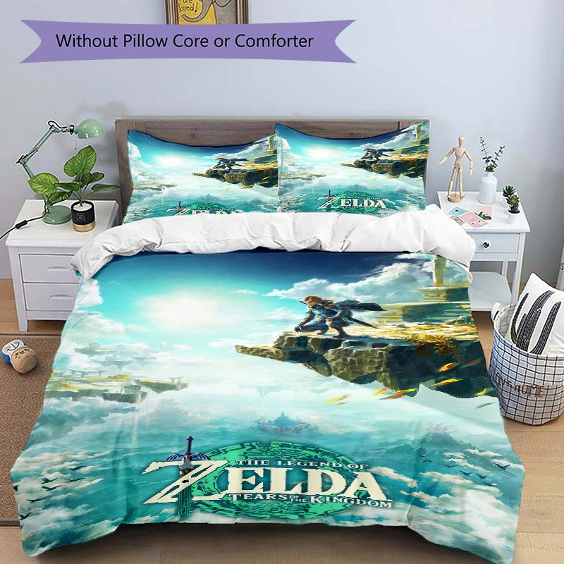 3Pcs Skyward Sword Adventure Bedding Set Quilt Cover Pillowcase Home Christmas Xmas Halloween Gift 1 Duvet Cover 2 Pillowcase M92893