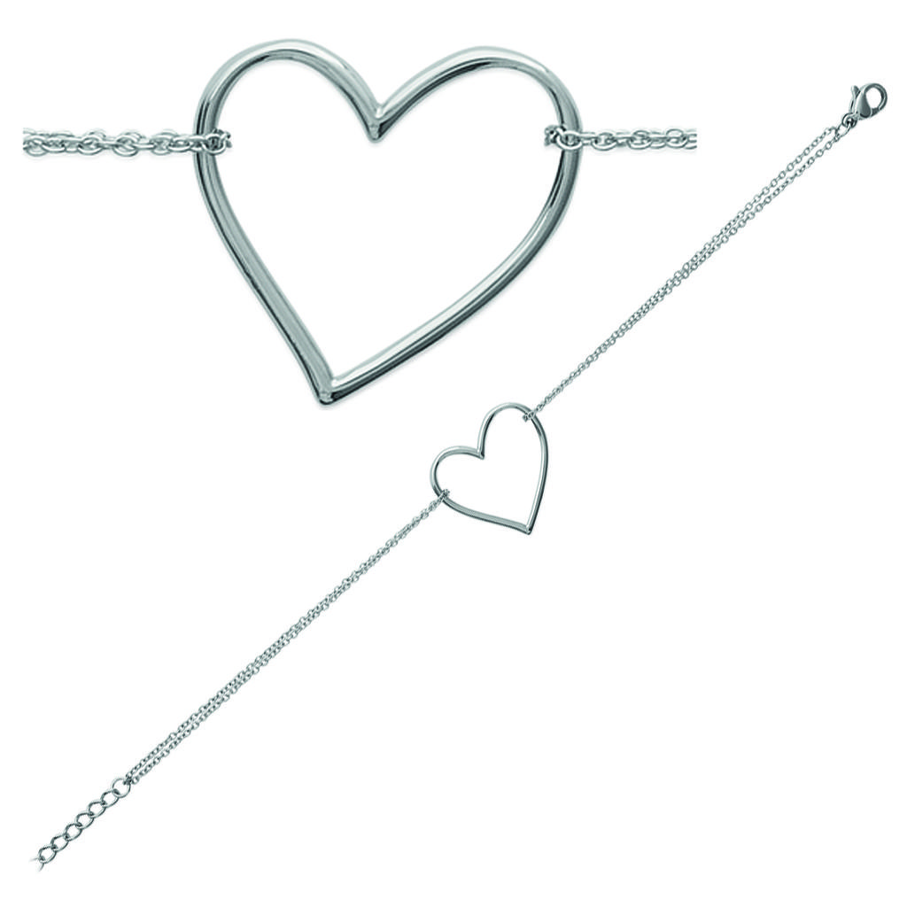 Les Trésors De Lily [L7860] - Silver 'Love' Steel Bracelet - 21x21 Mm