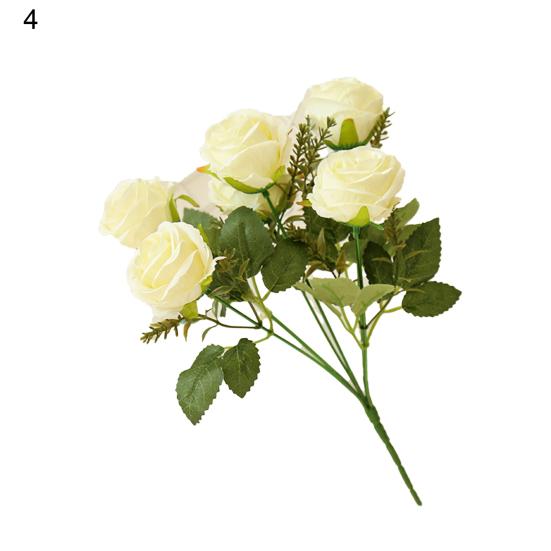 1 Bunch Simulation Flower Wide Application Handmade Faux Silk Unique Fine Texture Artificial Rose Decor for Bedroom