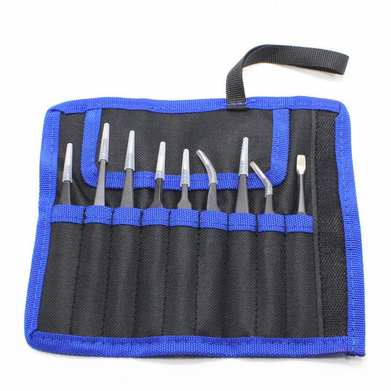 Холщовая сумка, пинцет из нержавеющей стали, антистатические бигуди ESD и набор для ремонта телекоммуникационных устройств