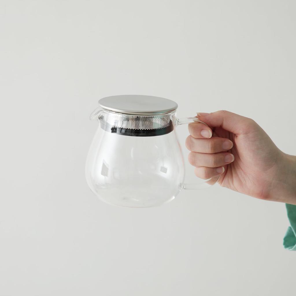 Чайник KINTO UNITEA One-Touch с пробковой подставкой (Бонус) - Термостойкое стекло, Можно мыть в посудомоечной машине, Чайник KINTO с ситечком, Пробковая подставка и Подставка (460ml)