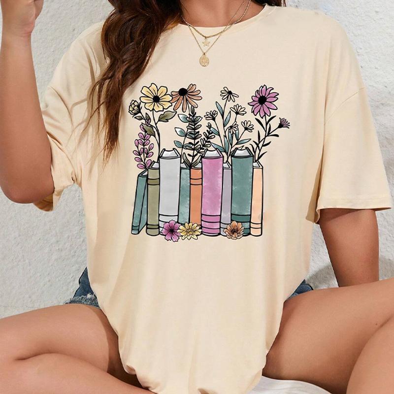 Модная женская креативная футболка с цветочным принтом, забавная повседневная футболка с круглым вырезом и короткими рукавами, летняя женская футболка