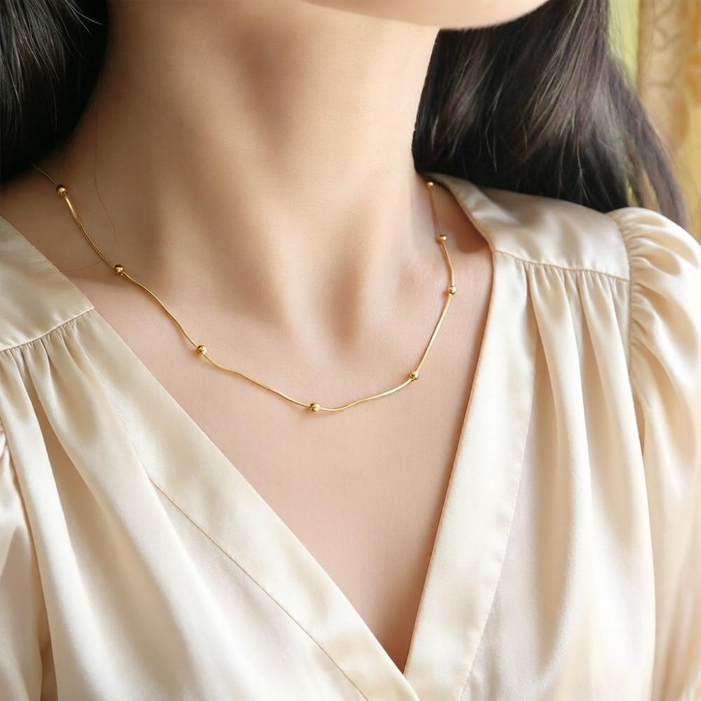 1PC Snake Bone Chain Bead Jewelry, Light Luxury and High-end Commuting Versatile Neck Chain, A Must for Spring and Summer Wear