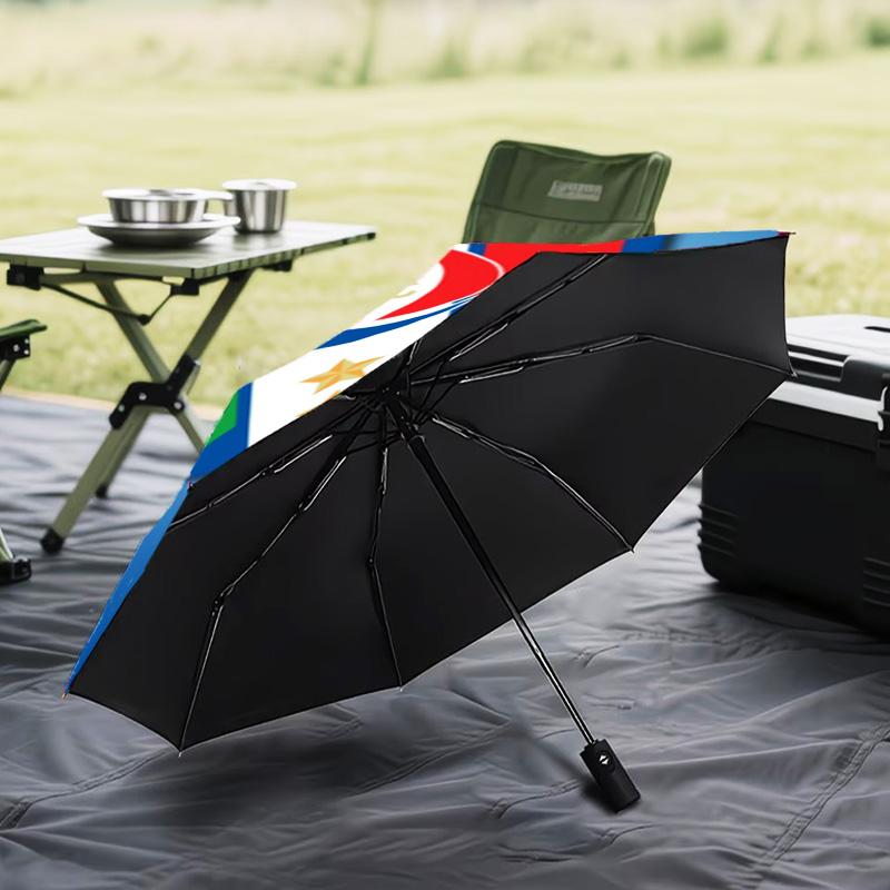 1PC Italian Football Crest Printed Umbrella Folding umbrella, automatic umbrella 8-Frame for Travel, camping Fan gifts Christmas Gifts