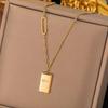 Titanium Steel Small Gold Brick Necklace Women'S High Sense Light Luxury Simple Temperament Letter Pendant Collarbone Chain