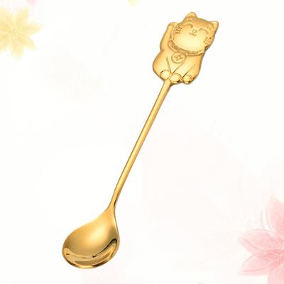 Ложка для перемешивания кофе 'Кот удачи' из нержавеющей стали 304, цветная, креативная десертная ложка для чая, капучино, эспрессо, сахара