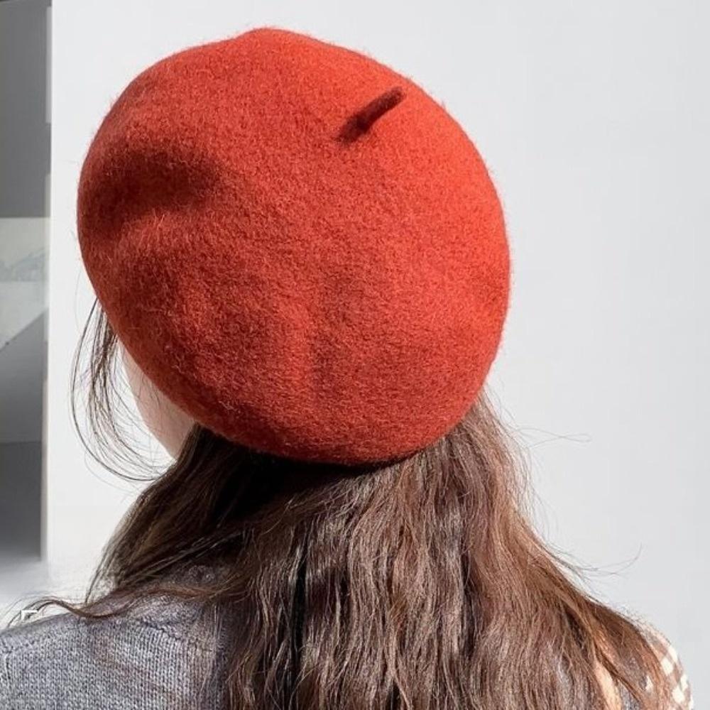 Keep Warm Women Wool Berets Plush British Beanie Hat Vintage Painter Caps Winter