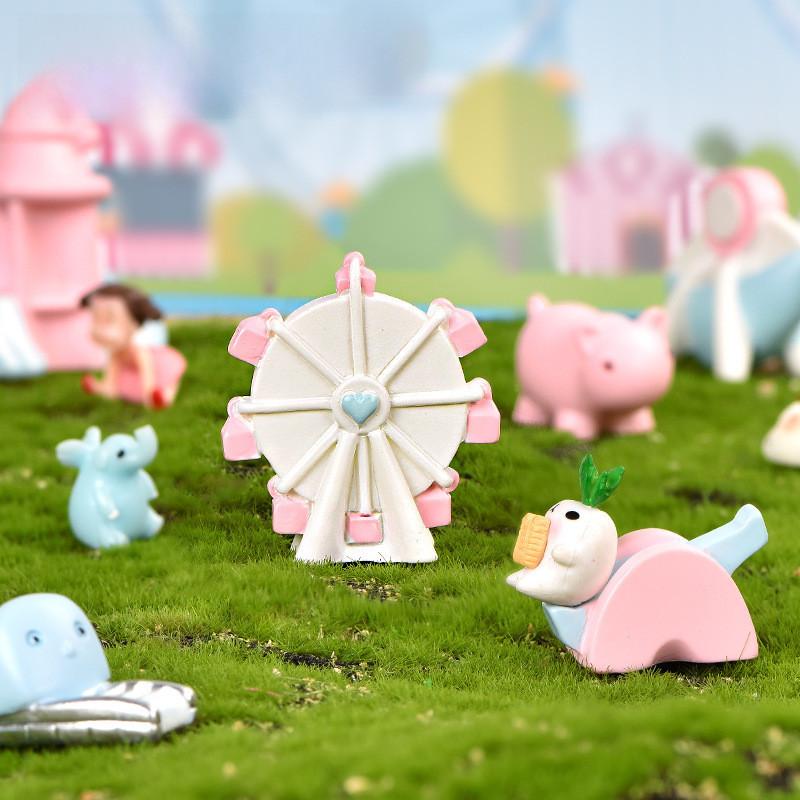 Очаровательная смоляная игровая площадка, микро-ландшафт, DIY аксессуары для украшения торта, колесо обозрения, горка, карусель