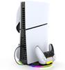 PS5 Slim Compatible Vertical Stand Compatible with Controller Dual Charging PS5 Pro Controller Charging Dock PS5 Pro Controller Charging Stand