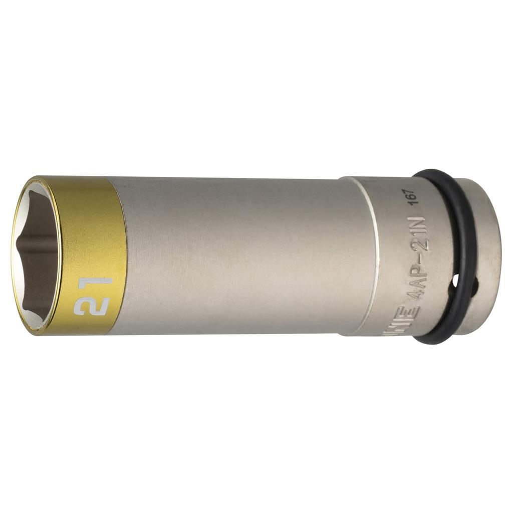 TONE Thin Foil Nut Socket for Impact with Protector Drive Angle Yellow Width Across Flats 21mm 4AP-21N 12.7mm (1/2")