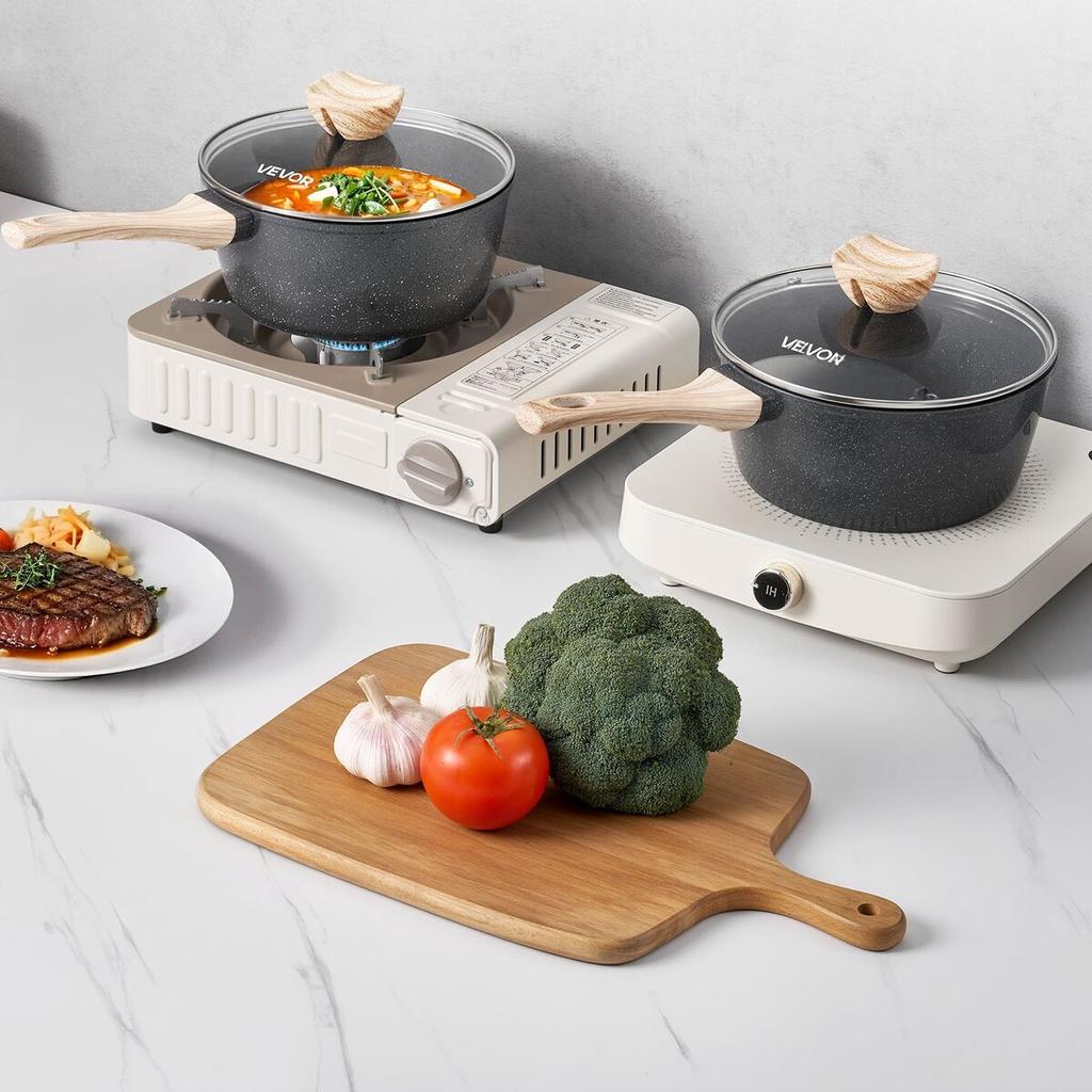 2.5 QT Saucepan, Nonstick Saucepan with Tempered Glass Lid, Multipurpose Cooking Sauce Pot with Detachable Handle, Sauce Pan Small Kitchen Cooking Pot