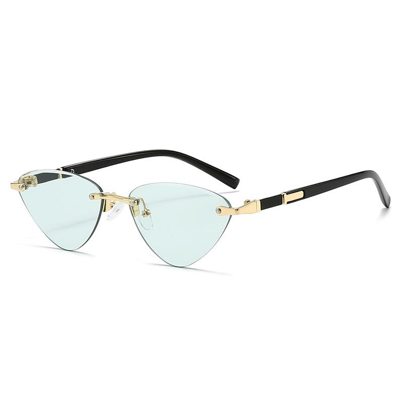 Модные солнцезащитные очки «кошачий глаз» для женщин, роскошные брендовые дизайнерские ретро-очки без оправы из металла, солнцезащитные очки для женщин, очки для вождения Uv400