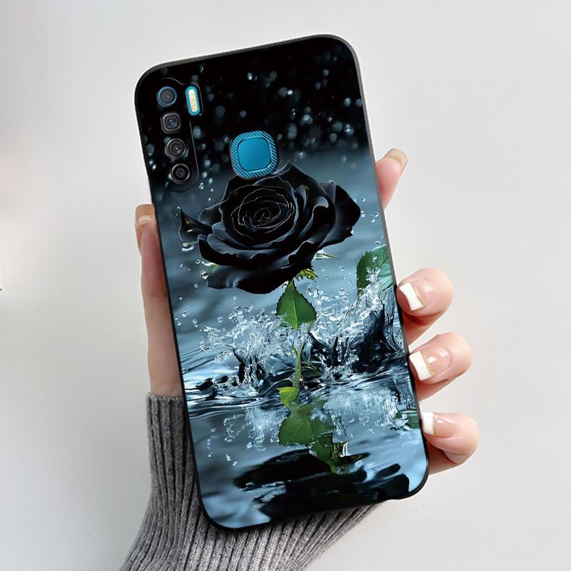 Phone Case For Infinix S5/S5 lite/X652/Camon 12 Air/CC6 Black Cute Cartoons Painted Casing Bumper Soft Shockproof Black Case