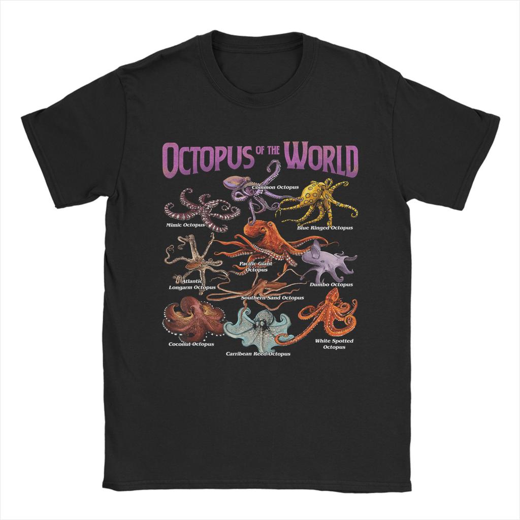 Octopus Wearing Beanie Retro Graphic TShirt Summer Trending TShirts Male 100 Cotton Breathable Plus Size Clothes Vintage