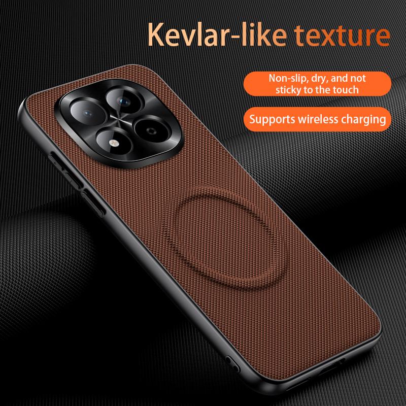 Case For Xiaomi Redmi Note 15 Pro 5G For MagSafe Magnetic Matte Fine Grained Leather Shell Metal Lens Frame Cover Bumper