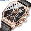 CRRJU New Leather Strap Men's Watch 2313 Watch Simple Business Personality Men Fashion Waterproof