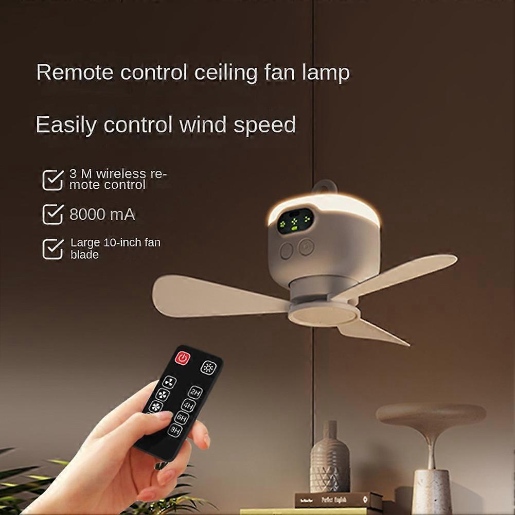 USB Rechargeable Large Wind Ceiling Fan Removable Blades Night Lamp Lighting 8000mAh Capacity Household Outdoor Fan