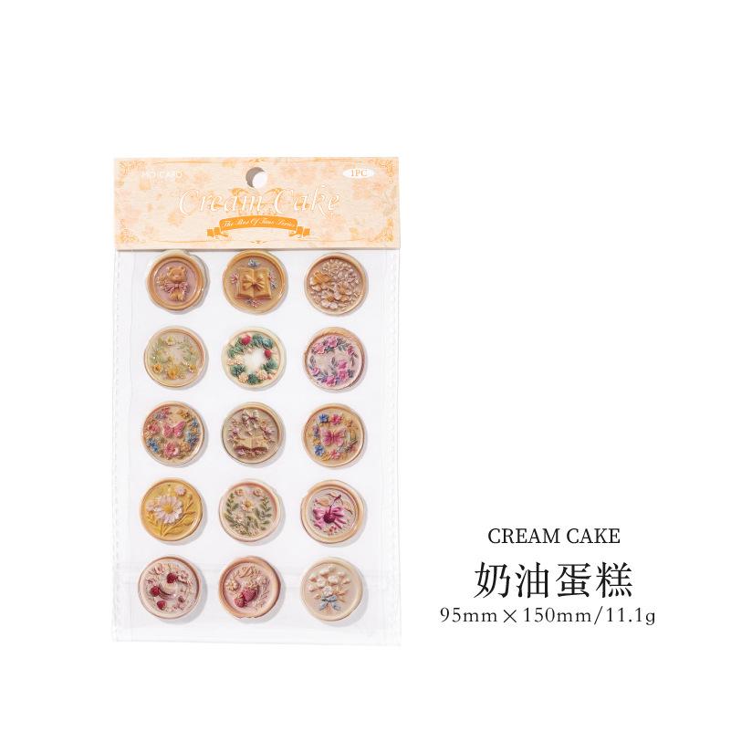 1pack/15pcs Vintage Lacquer drip adhesive stickers Decorative Hand Account Diary Album Scrapbooking accessories Craft Supplies