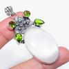 Moonstone, Peridot Gemstone 925 Sterling Silver Jewelry Pendant 2.60"